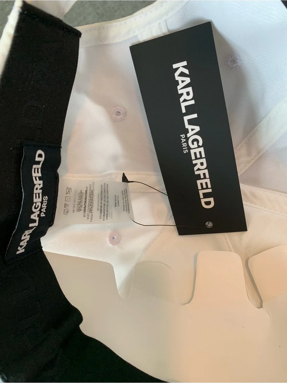 Karl Lagerfeld White Cap with Crystal Cat Motif